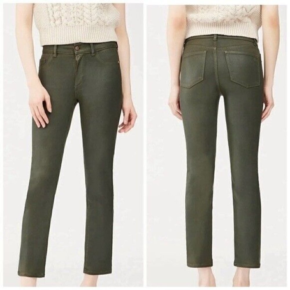 DL1961 Winter Green Mara Straight Mid Rise Instasculpt Ankle UltimateJeans 25 - Picture 15 of 16